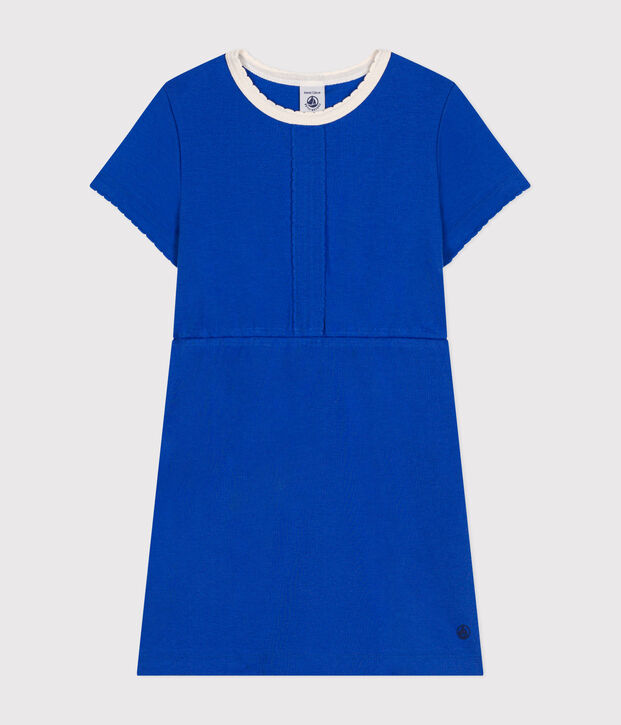 Abito a maniche corte in cotone bambina blu