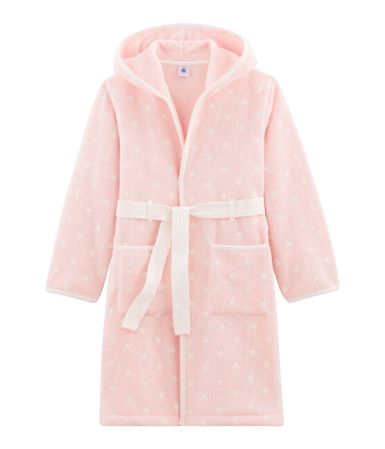 Vestaglia da bambino in pile rosa MINOIS/bianco MARSHMALLOW