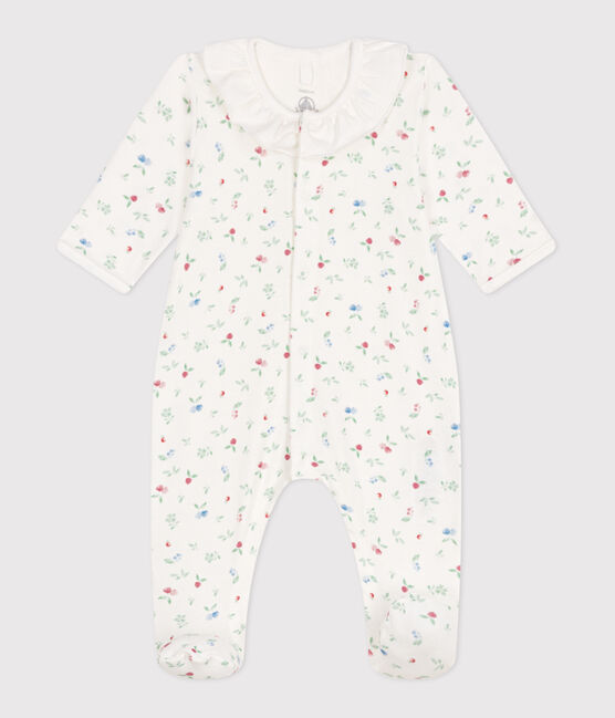 Pigiama in cotone con colletto a fiori neonato bianco MARSHMALLOW/bianco MULTICO
