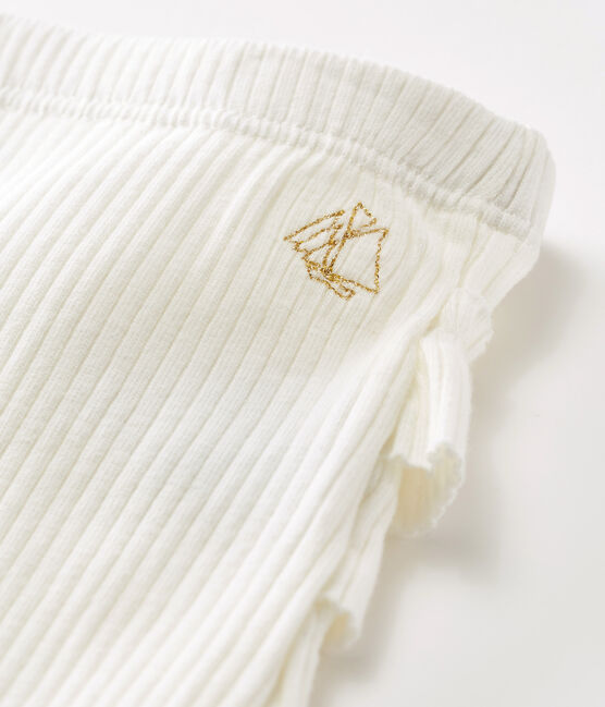 Leggings da bebè femmina con balze bianco MARSHMALLOW CN