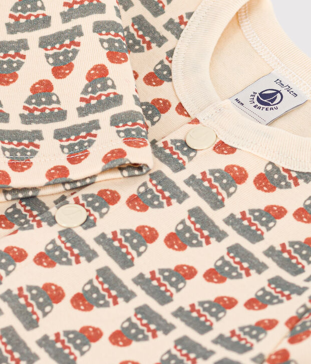 Cardigan in jersey spesso con stampa per beb&egrave; ecru/multicolore
