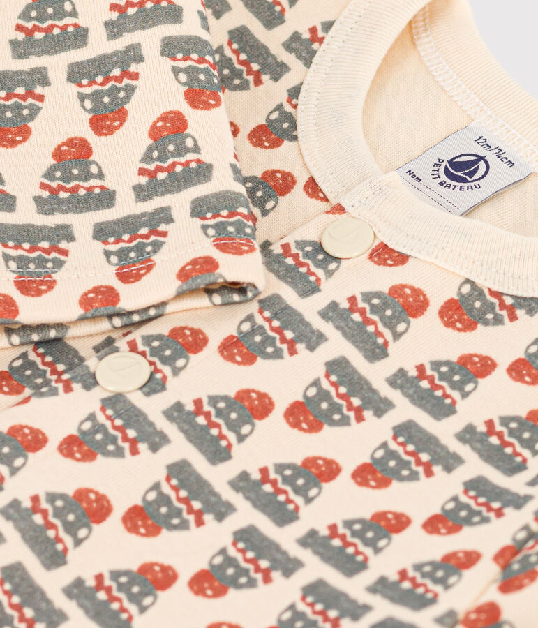 Cardigan in jersey spesso con stampa per beb&egrave; ecru/multicolore