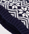 Cuffietta in lana jacquard neonato blu SOIR/ MARSHMALLOW