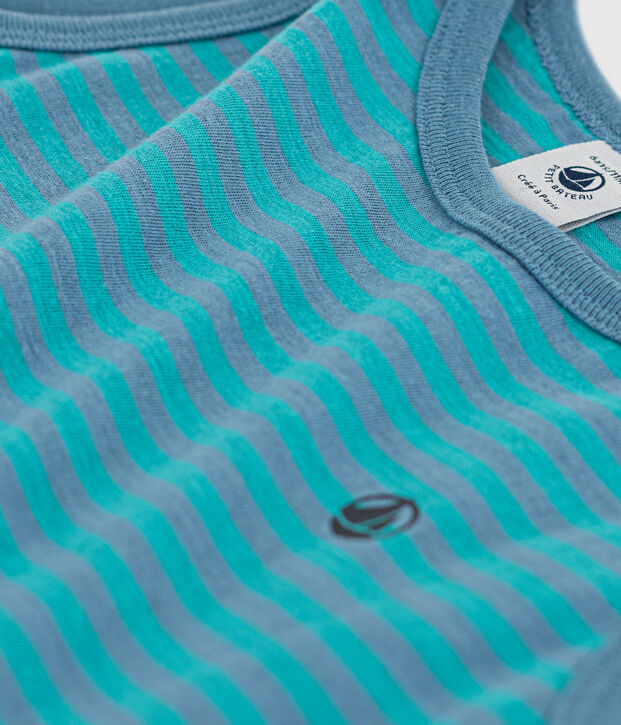 Abito a righe senza maniche in cotone bambina blu/verde