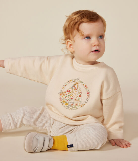 Maglia in tessuto felpato neonato ecru AVALANCHE