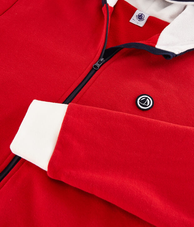 Felpa con cappuccio bambino rosso/blu