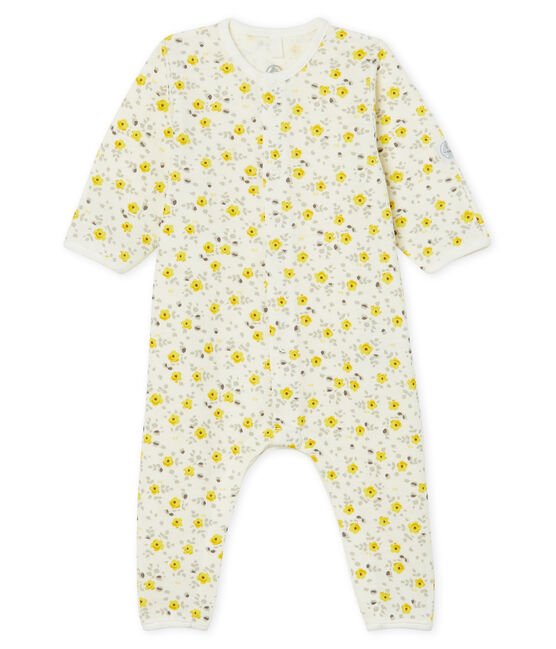 Tutina lunga da bebè in lana e cotone bianco MARSHMALLOW/bianco MULTICO