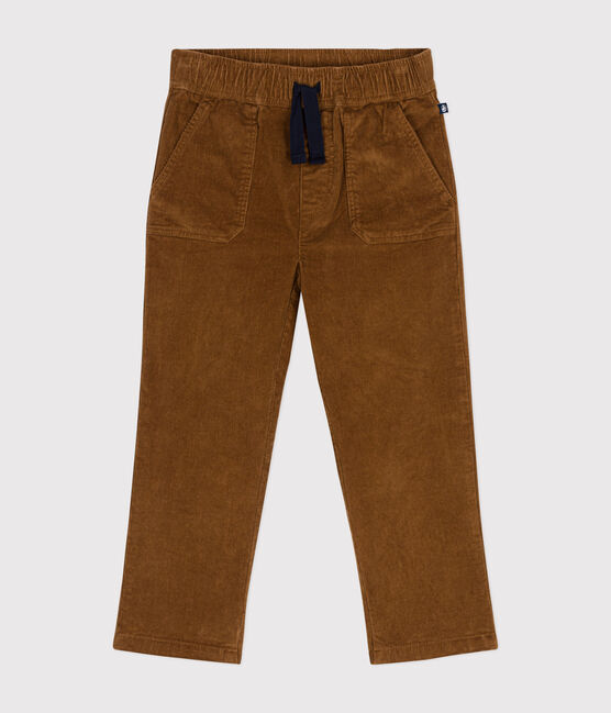 Pantaloni dalla linea dritta in velluto bambino marrone CUIVRE