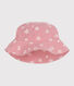 CAPPELLO DA BAMBINA IN GARZA DI COTONE CON FIORI ROSA