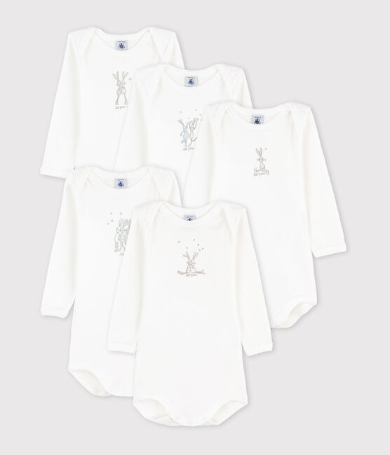 Confezione da 5 body a maniche lunghe bebè in cotone motivo coniglio variante 1