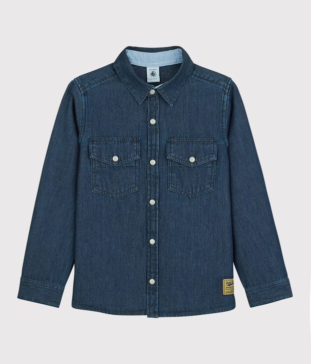 Camicia denim bambino blu