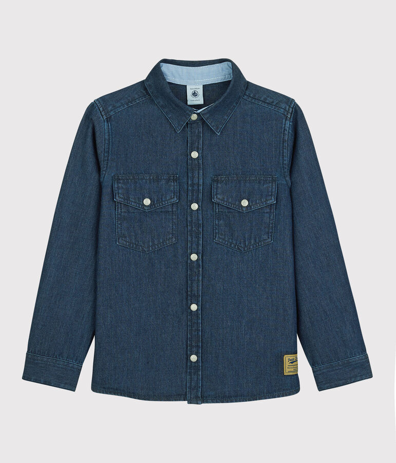 Camicia denim bambino blu