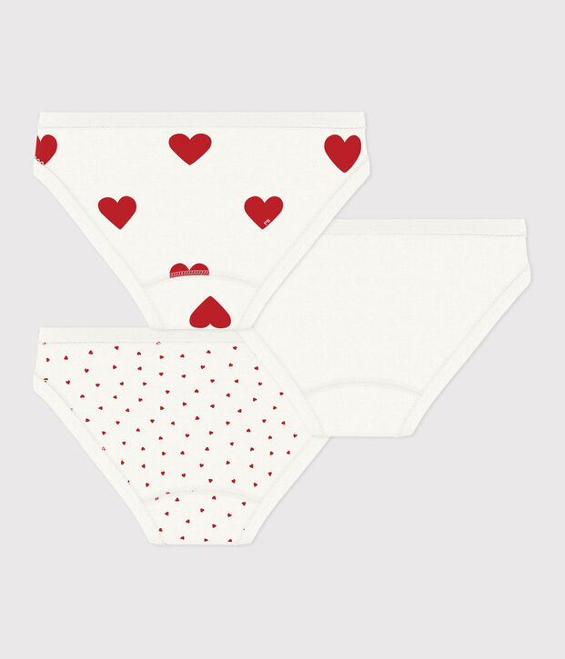 Confezione da 3 slip bambina in cotone motivo cuore multicolore