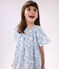 Abito bambina a maniche corte in cotone stampato blu MARSHMALLOW/ PORCELANA