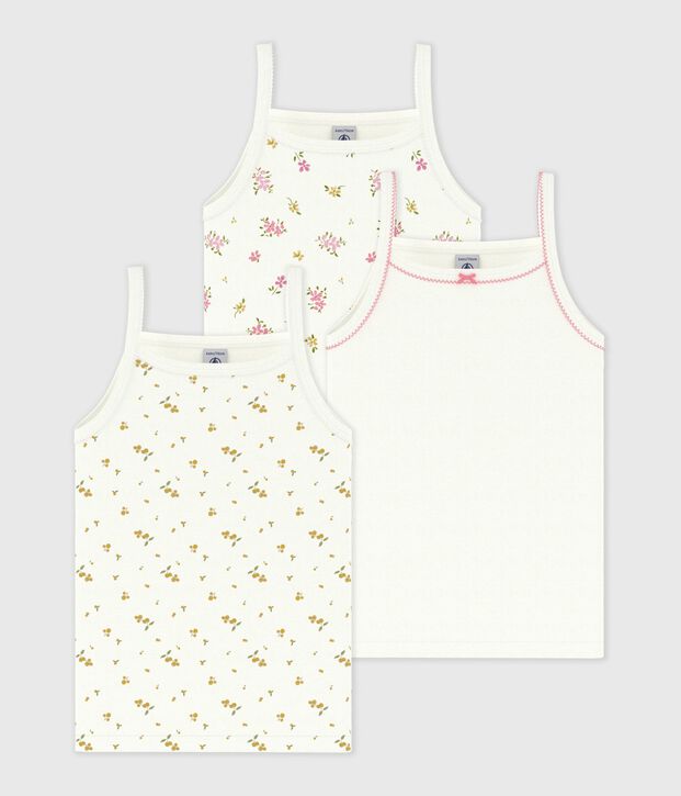 Set di canotte bambina in cotone con stampa a fiori multicolore
