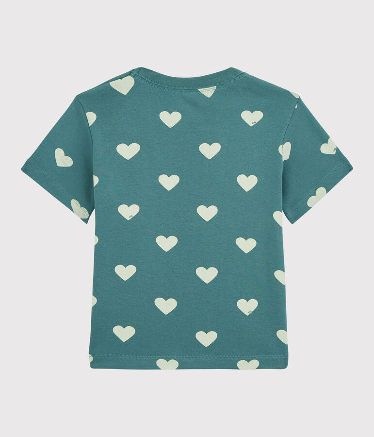 T-shirt  maniche corte in cotone bambino verde/ecru