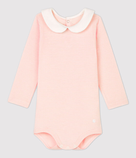 Body in cotone bebè. rosa MINOIS/bianco MARSHMALLOW