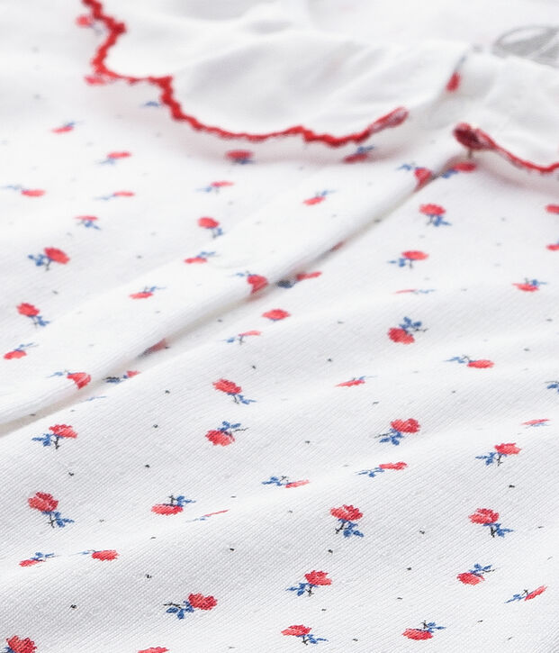 Tutina lunga per beb&egrave; bambina stampata bianco/rosso/multicolore
