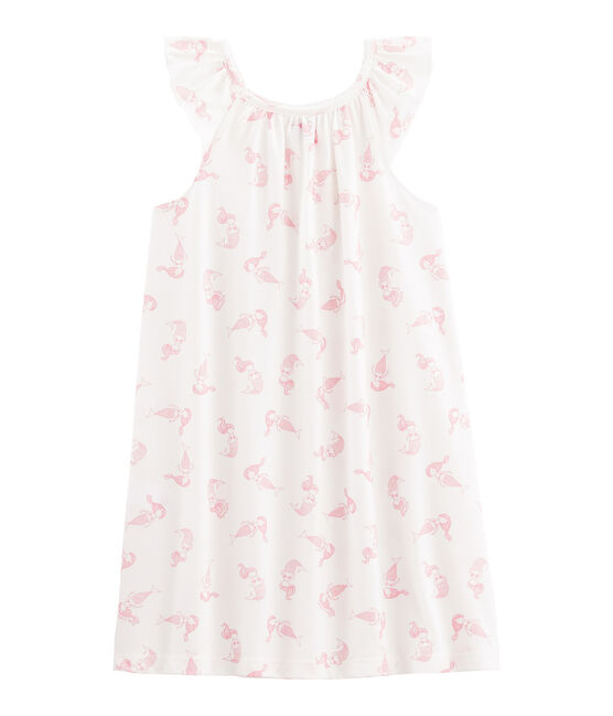 Camicia da notte bambina in cotone sottile bianco MARSHMALLOW/rosa ROSE