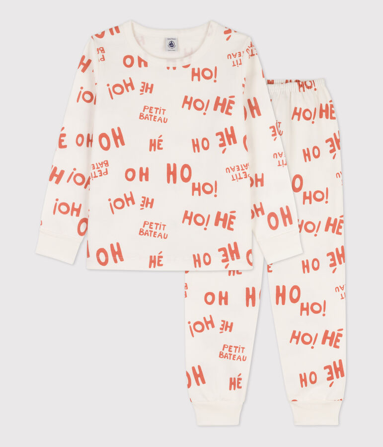 Pigiama bambino in molleton bianco/rosa