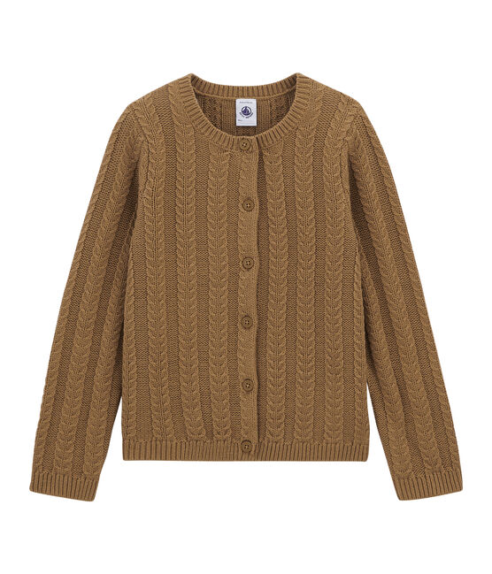 Cardigan in lana e cotone marrone BRINDILLE