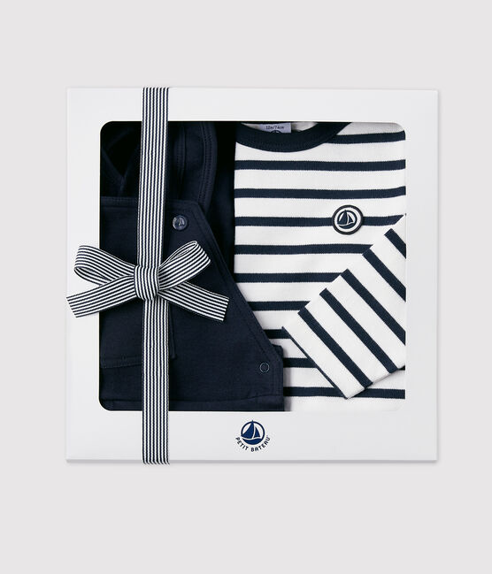 Confezione regalo bebè con salopette e marinière variante 1