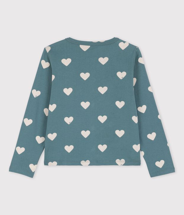 Cardigan fantasia in cotone bambina verde/ecru