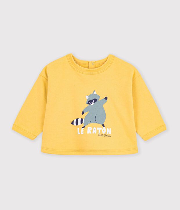 Felpa in cotone con stampa animalier neonato giallo