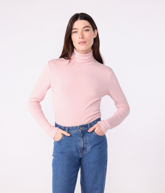 Dolcevita iconico in cotone donna rosa JOLI