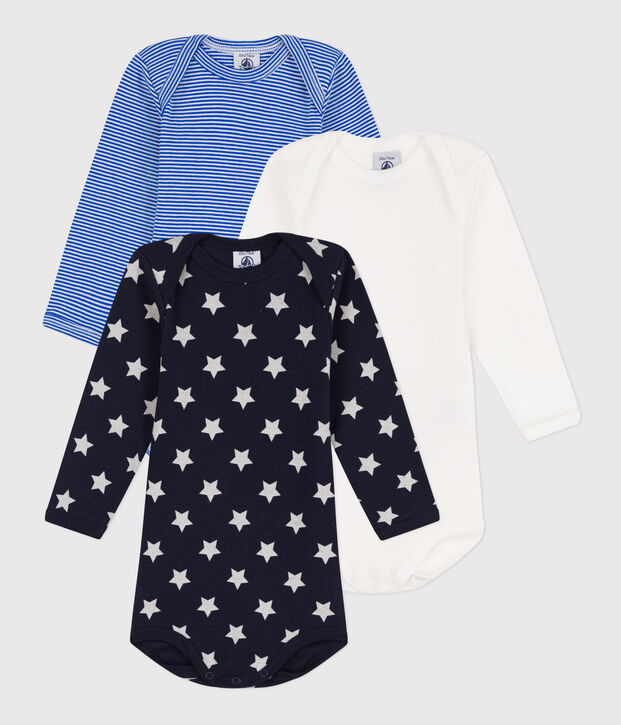 Confezione da 3 body maniche lunghe a stelle in cotone multicolore