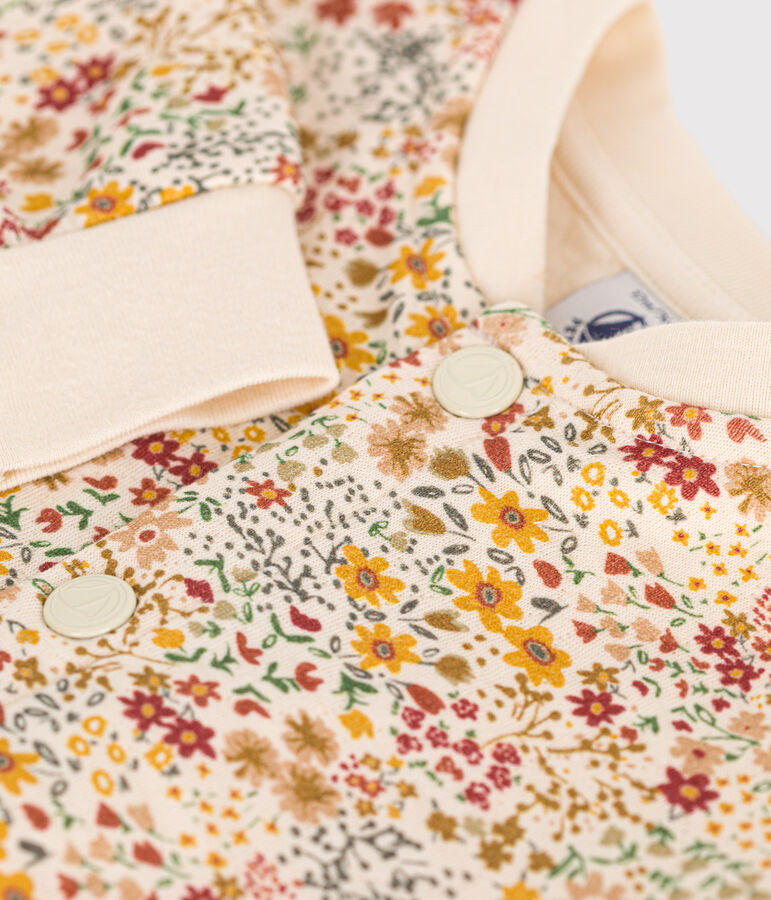 Cardigan in tubique trapuntato neonato ecru/multicolore