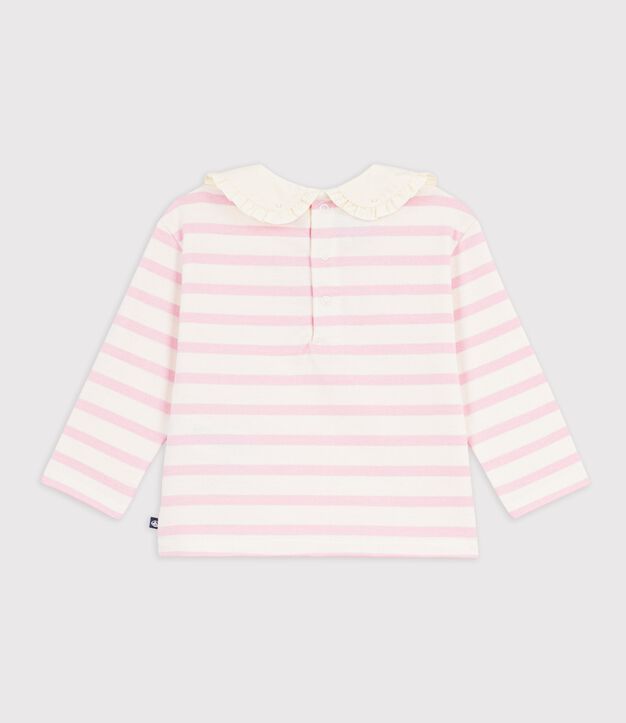 Marini&egrave;re con colletto in cotone neonato rosa/rosa