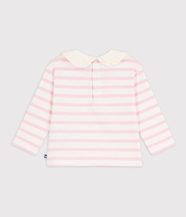 Marini&egrave;re con colletto in cotone neonato rosa/rosa