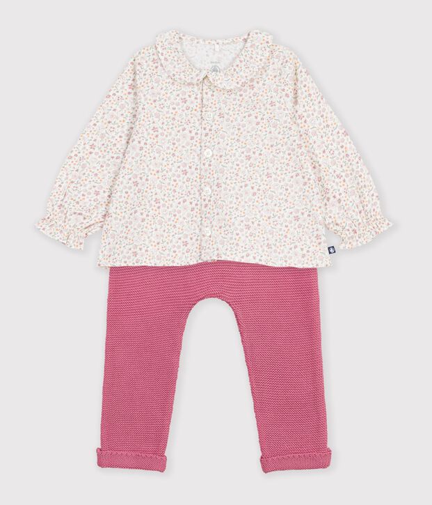 Set in cotone con stampa a fiori neonata multicolore