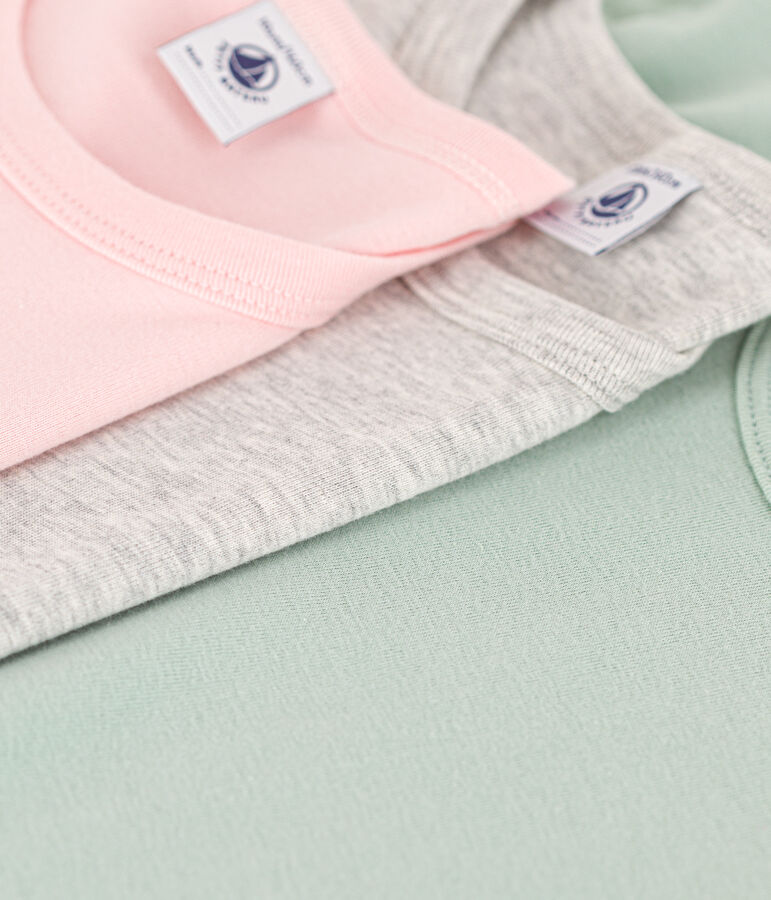 Confezione da 3 T-shirt a maniche lunghe in cotone bambina multicolore