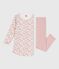 Camicia da notte e leggings bambina in ciniglia con stampa a fiori rosa JOLI/bianco MULTICO
