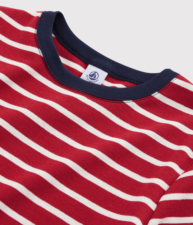 T-shirt iconica scollo rotondo Donna rosso/bianco