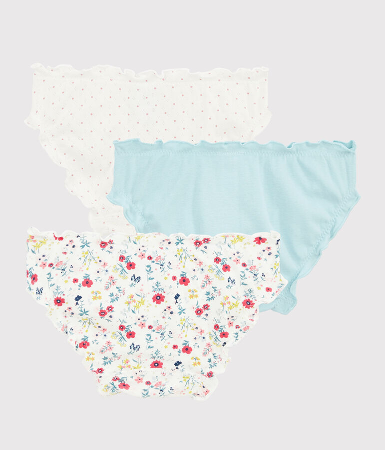 Confezione da 3 slip con volant fantasia fiori da bambina multicolore