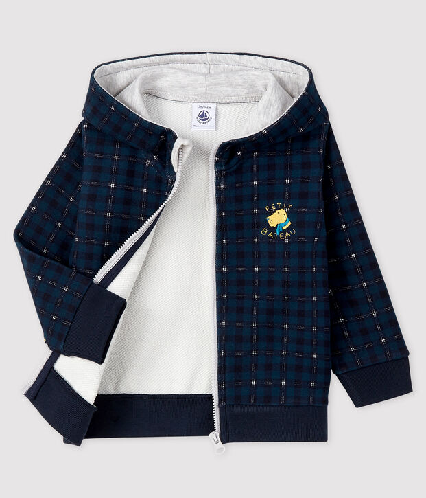 Felpa con cappuccio beb&egrave; maschietto blu/multicolore