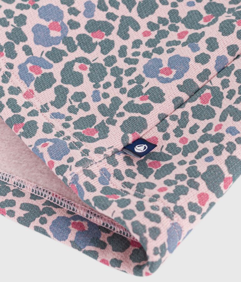 Abito a maniche lunghe in cotone bambina rosa/multicolore