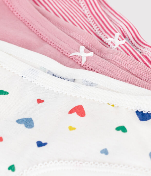 Set di slip a vita alta in cotone con stampa a cuori bambina multicolore