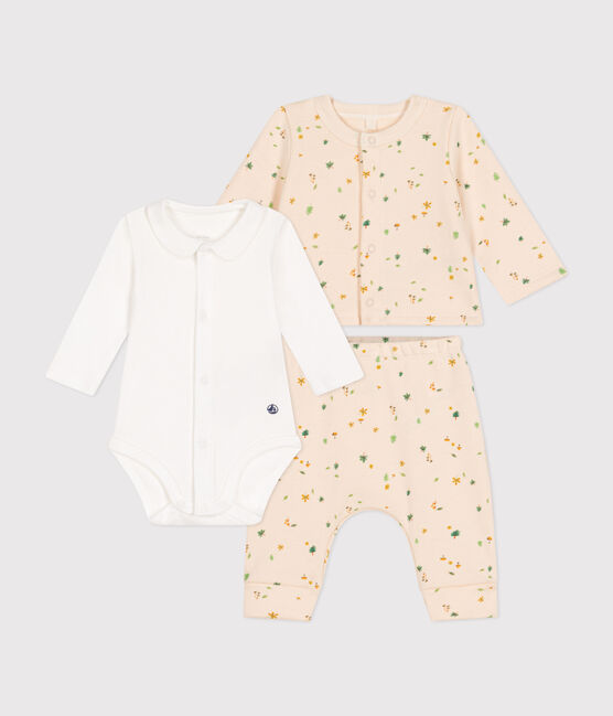 Set di 3 pezzi in tessuto felpato neonato bianco AVALANCHE/ MULTICO