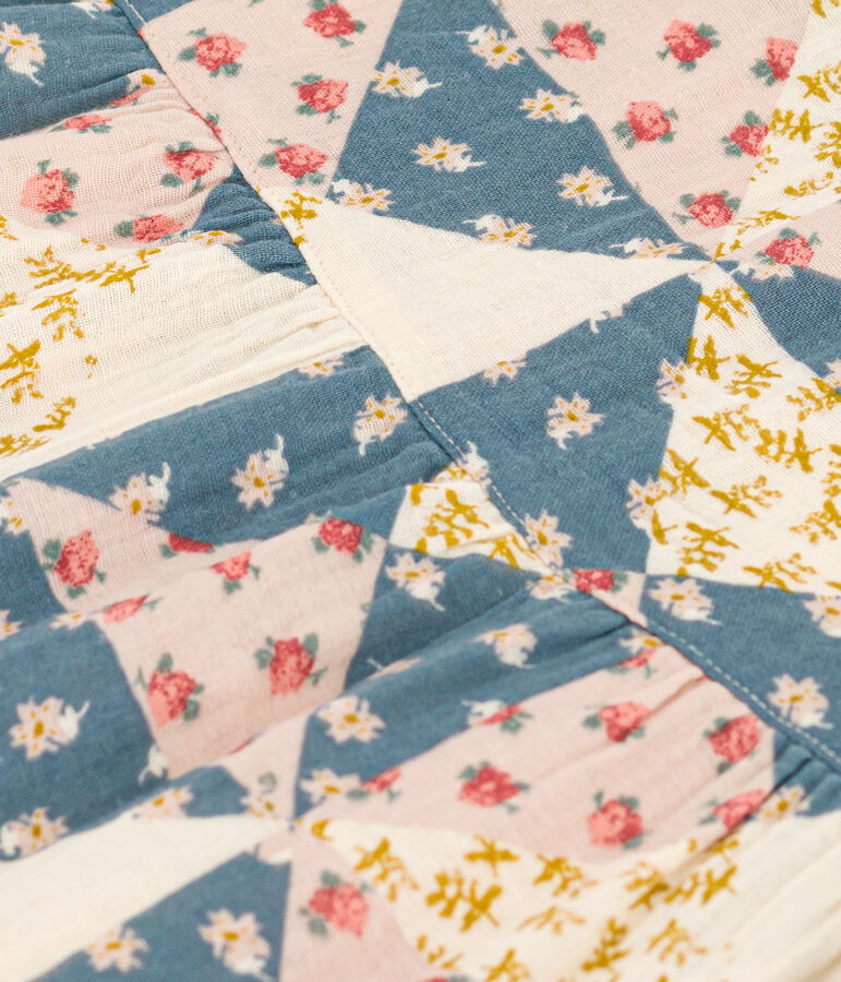 Abito a maniche corte in garza di cotone stampato per beb&egrave; bianco AVALANCHE/ MULTICO