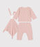 Cofanetto comprendente cardigan, pantaloni e doudou in cotone neonato rosa SALINE/ ROSEWOOD