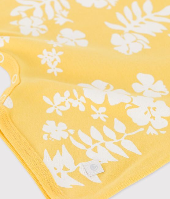 Tutina corta bebè Hawaii in cotone giallo ORGE/bianco MARSHMALLOW