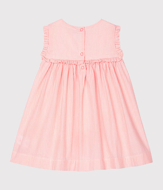Abito senza maniche bebè femmina rigato bianco MARSHMALLOW/rosa ROSAKO