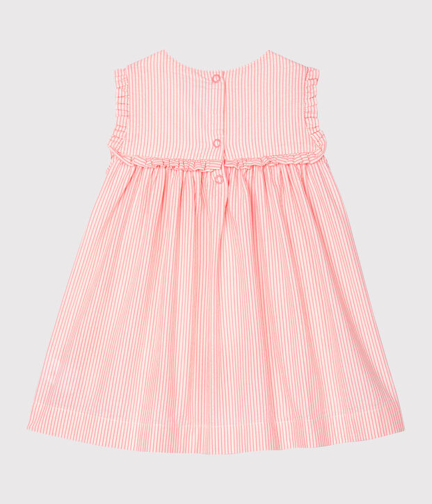 Abito senza maniche beb&egrave; femmina rigato bianco/rosa