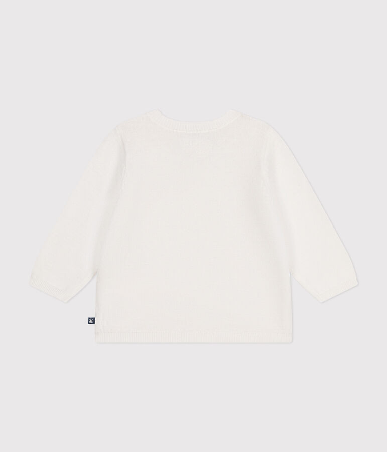 Cardigan beb&egrave; in tricot di cotone traforato bianco