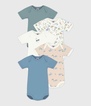 Set di body a maniche corte in cotone con stampa neonato