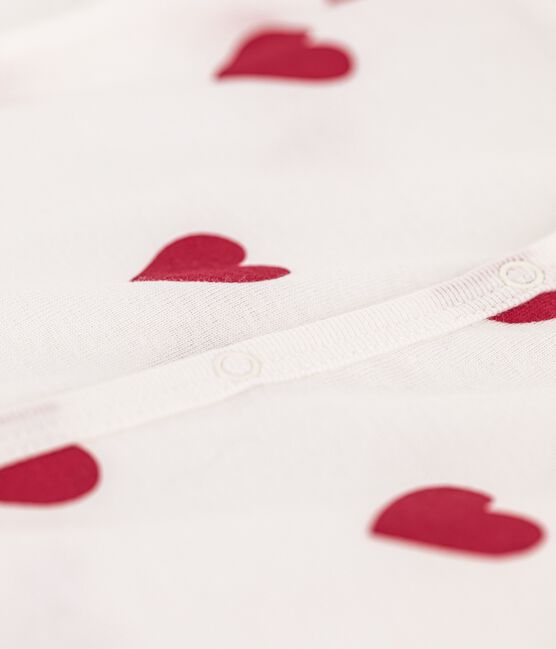 Tutina corta bebè in cotone a cuori bianco MARSHMALLOW/rosso TERKUIT